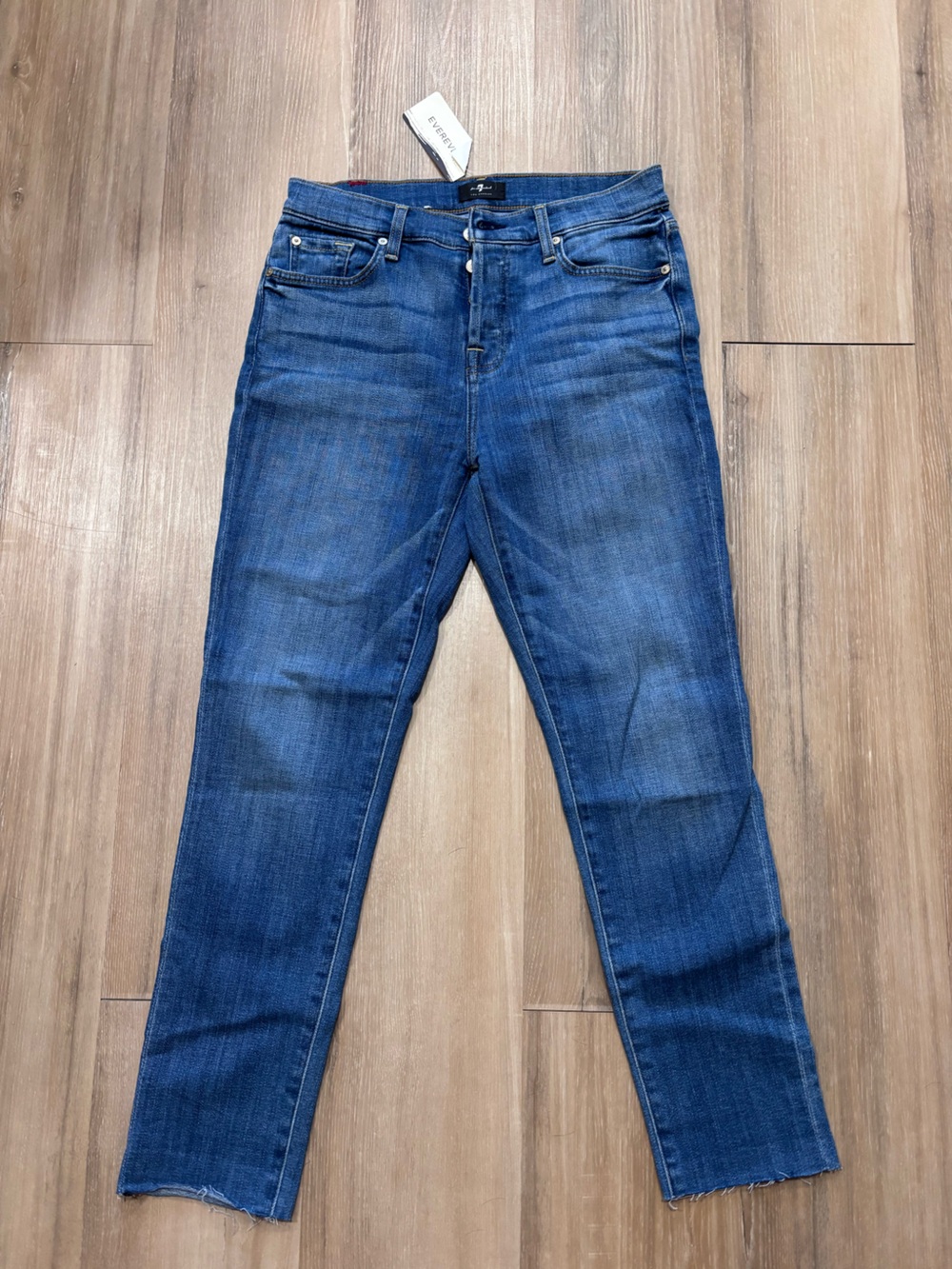 7 For All Mankind Women's Medium Blue Straight-Leg Jeans